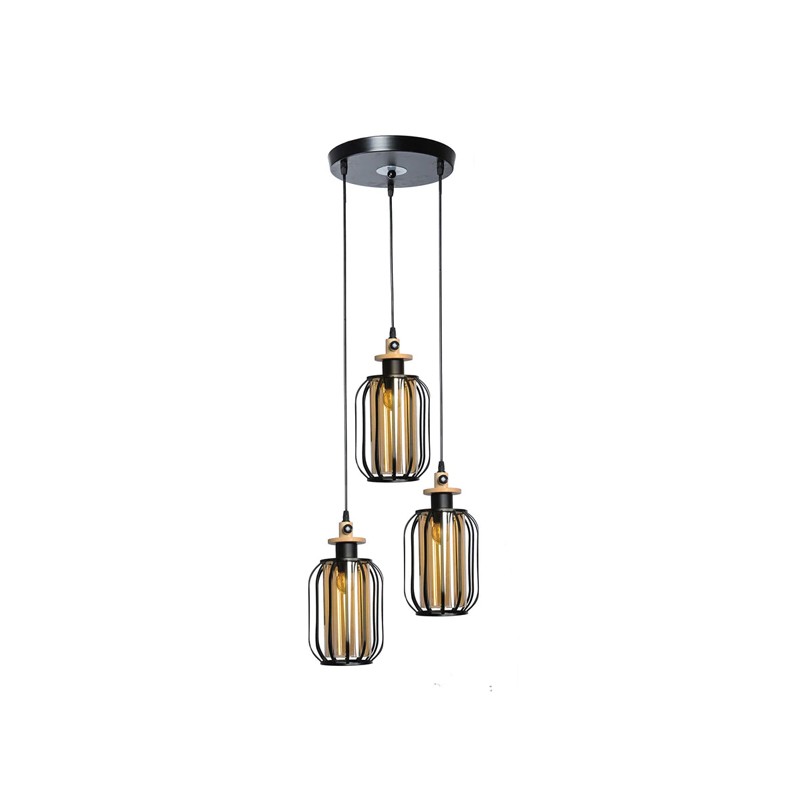 Black PVC 3 Light Cluster Hanging Lights